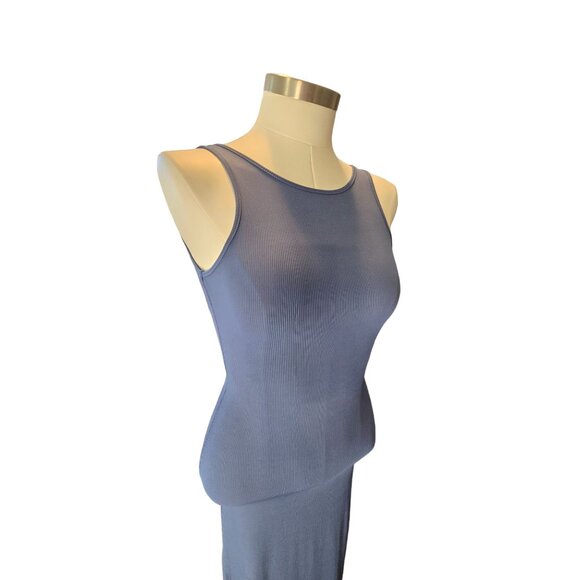 Heart & Hips Blue Ribbed Maxi Dress Sleeveless Size S Bodycon Fitted VR700 - Picture 6 of 8